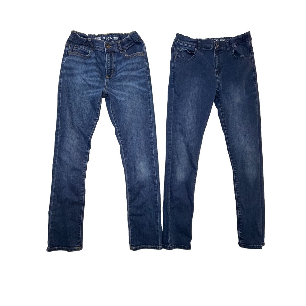 Boys Place Skinny Jeans Lot 2 Size 14 Adjustable Waist Stretch Blue Denim